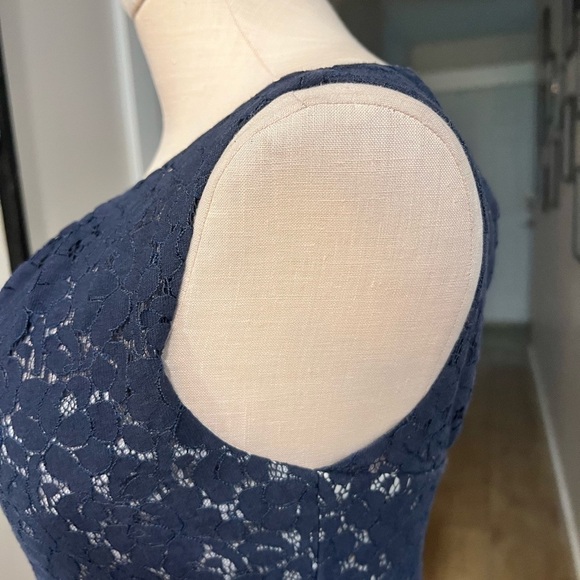 JASMINE lace over navy sleeves mini dress with back cut out - Picture 6 of 16